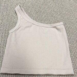 One-Shoulder Ribbed Tank Top, Size S/M